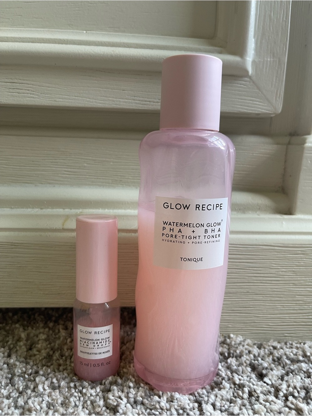 Glow Recipe watermelon glow toner and dew drops and plum plump cream
